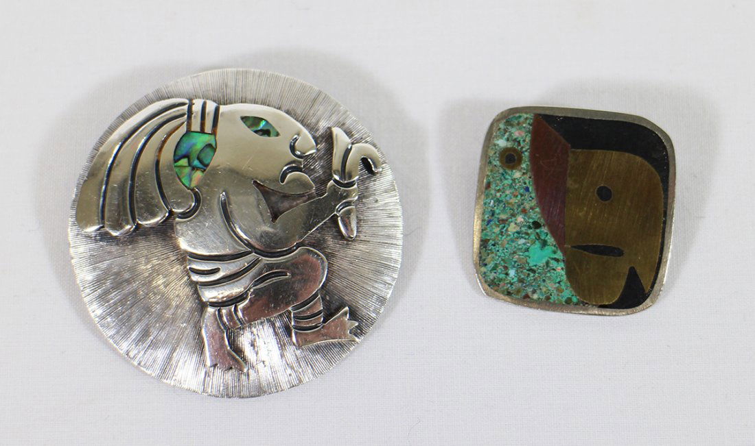 (2) MEXICAN STERLING SILVER BROOCHES (1 of 3)