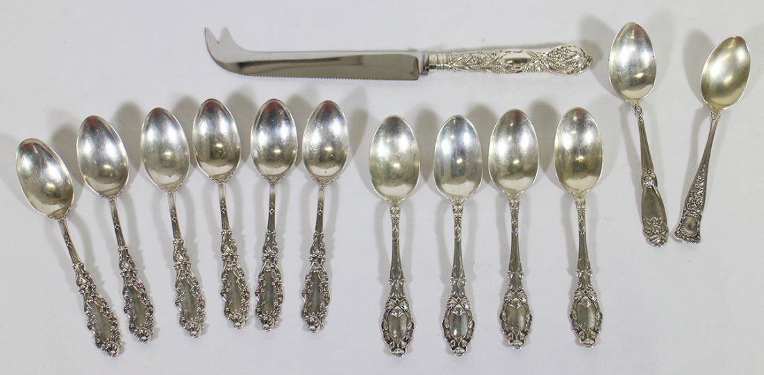 STERLING SILVER SPOONS & CHINESE CHEESE KNIFE (1 of 5)