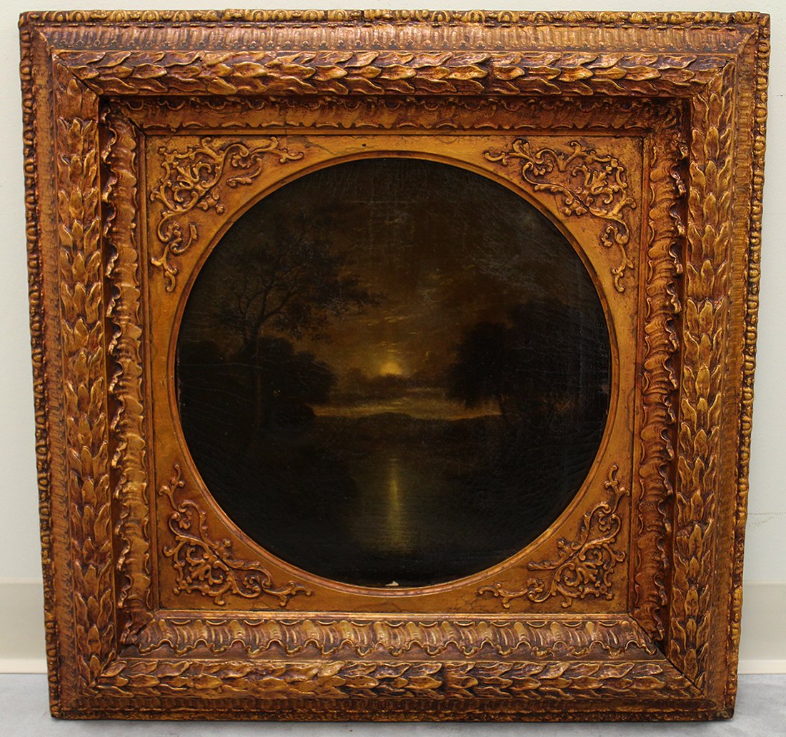 19TH CENTURY MOON LIT RIVER PAINTING (1 of 7)