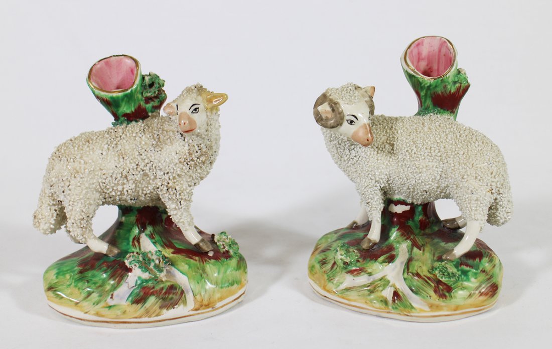 19TH CENTURY STAFFORDSHIRE SHEEP VASES (1 of 3)