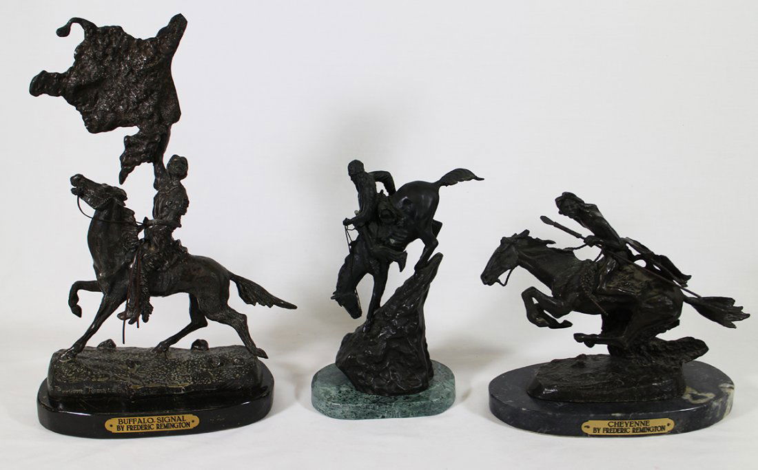 (3) Frederic Remington Indian Bronzes