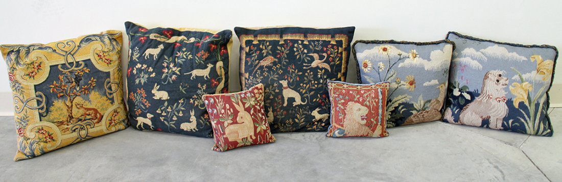 (7) VINTAGE NEEDLEPOINT PILLOWS (1 of 3)