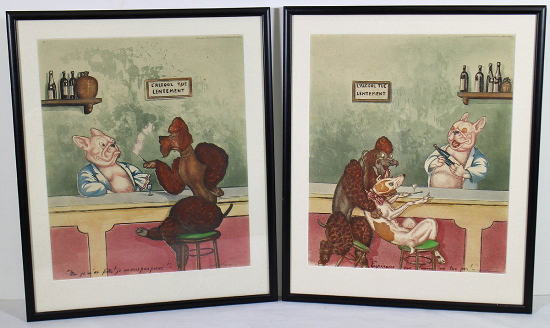 (2) BORIS O'KLEIN DOG AT THE BAR LITHOGRAPHS (1 of 3)