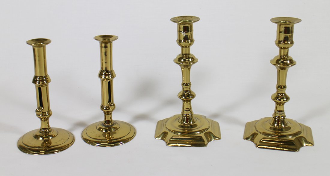 GEORGIAN BRASS CANDLESTICKS (1 of 2)