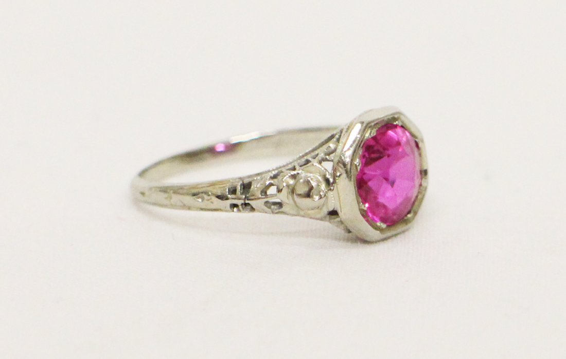 ART DECO 18K WHITE GOLD GEMSTONE RING (1 of 3)
