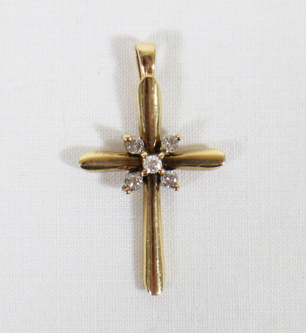 14K GOLD & DIAMOND CROSS PENDANT (1 of 2)