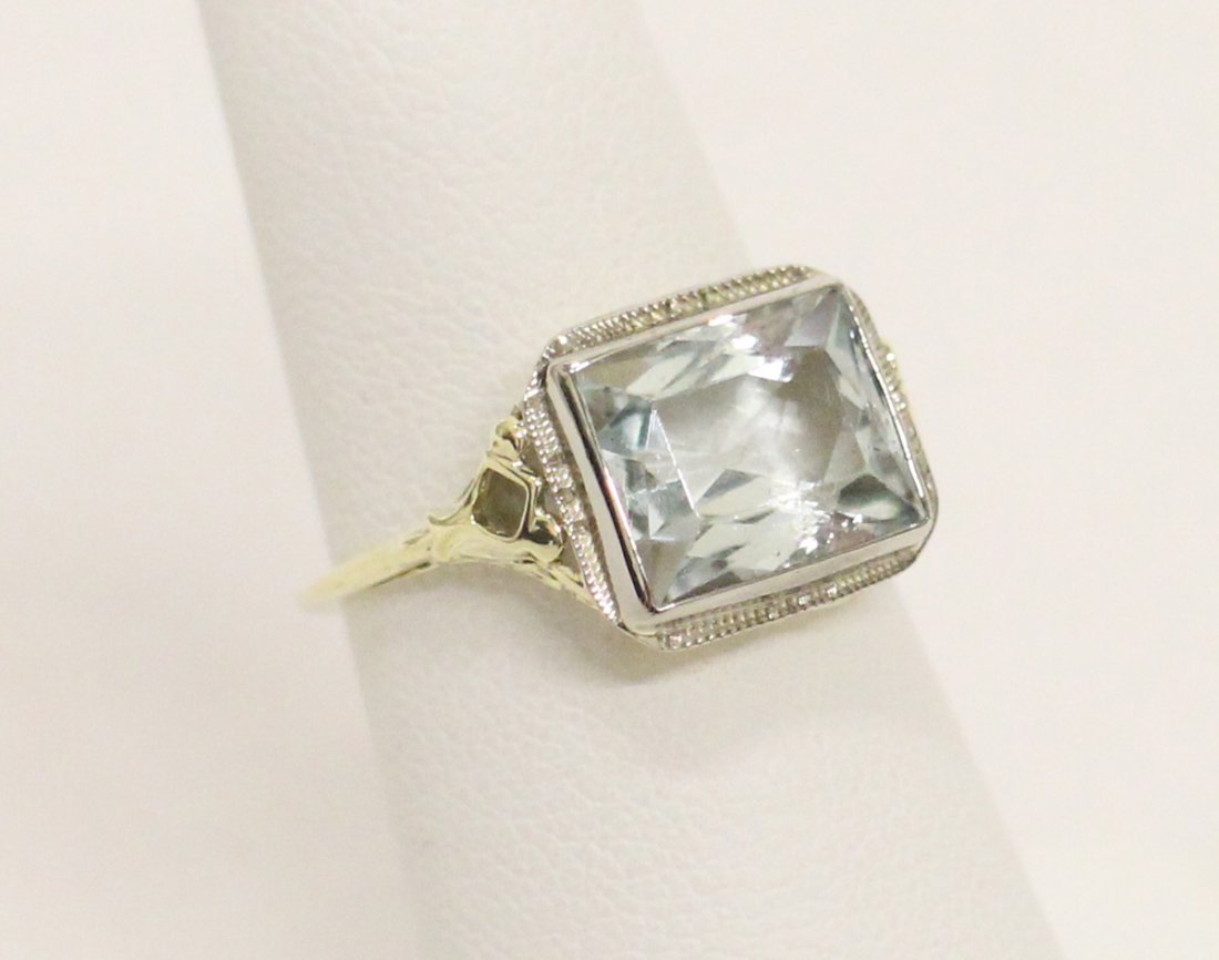 ART DECO 14KT AQUA MARINE RING (1 of 4)