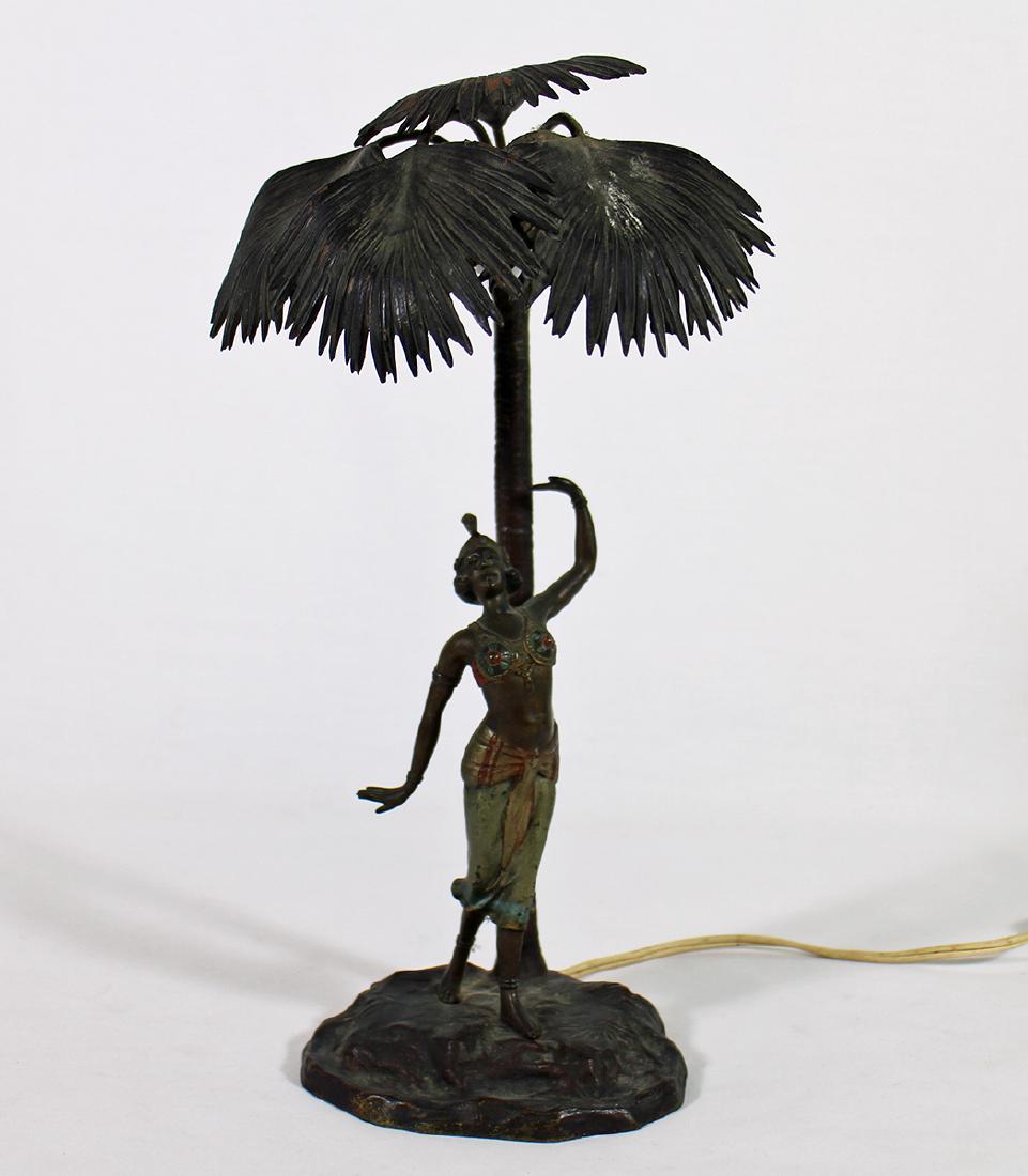 AUSTRIAN COLD PAINTED BRONZE FIGURAL LAMP (1 of 6)