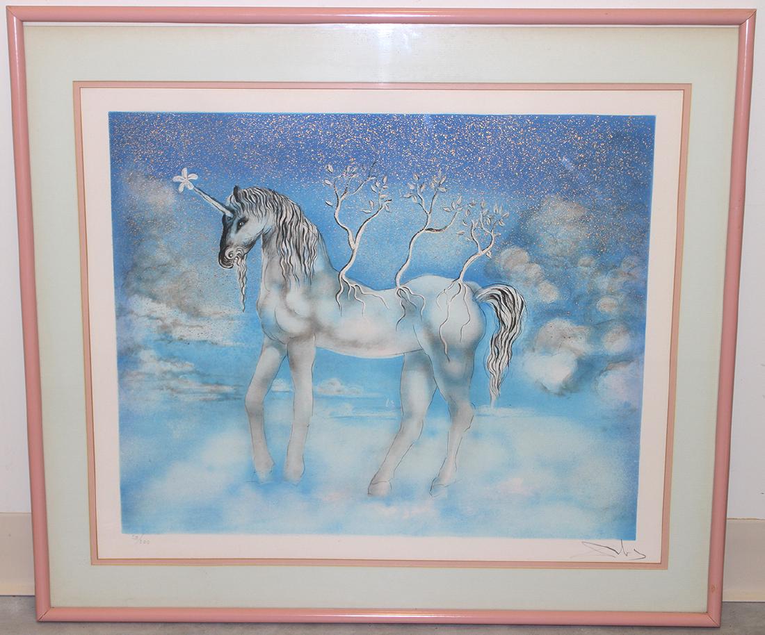 SALVADOR DALI BLUE UNICORN LITHOGRAPH (1 of 4)