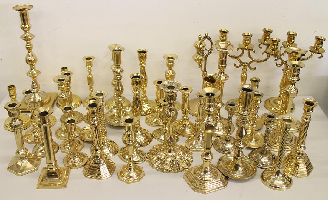 LARGE BRASS CANDLESTICK COLLECTION (1 of 4)