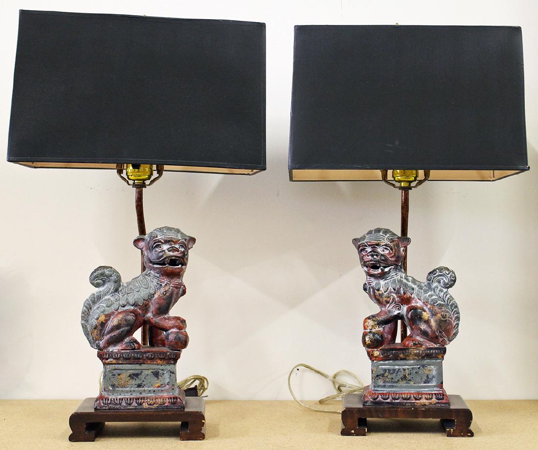 PAIR OF FREDERICK COOPER FOO DOG LAMPS