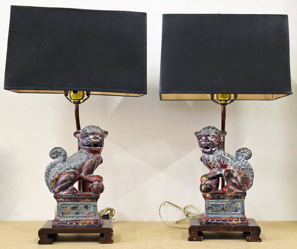 Pair Of Frederick Cooper Foo Dog Lamps