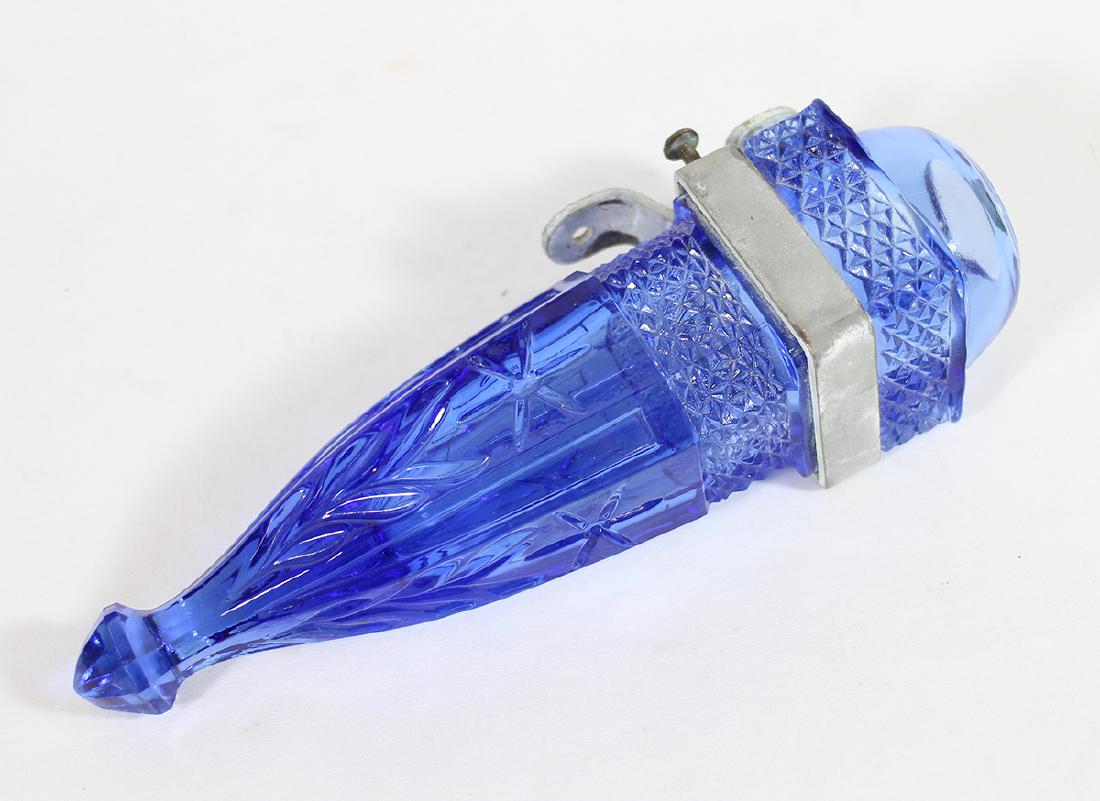 ART DECO BLUE GLASS CAR VASE (1 of 2)