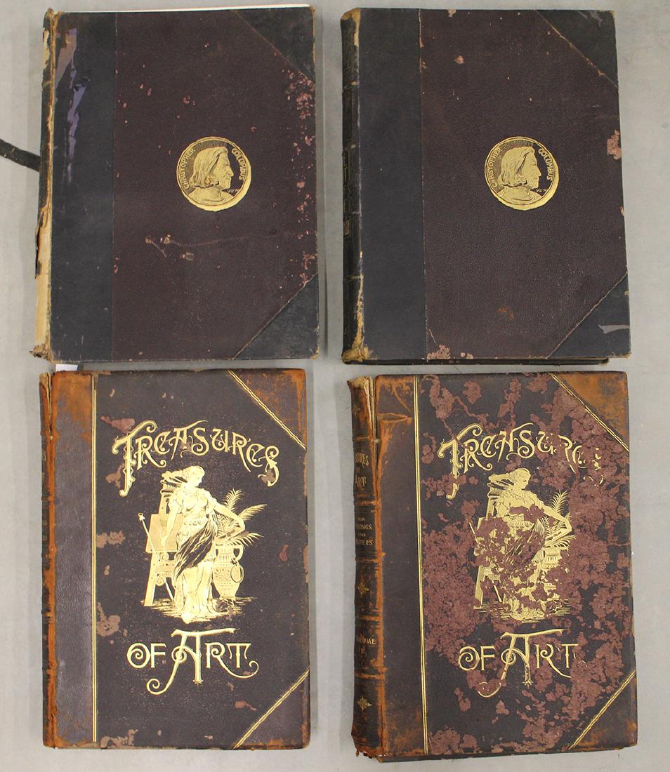 (4) 19th CENTURY ART BOOKS: Includes Treasures of Art Painting of the Masters by JW Cathcart, Oouis ER. Levy & Walter Rowlands. Vol 1 & 2 published in Philadelphia by Carson & Simpson 1889. Also included is The Art of the World 