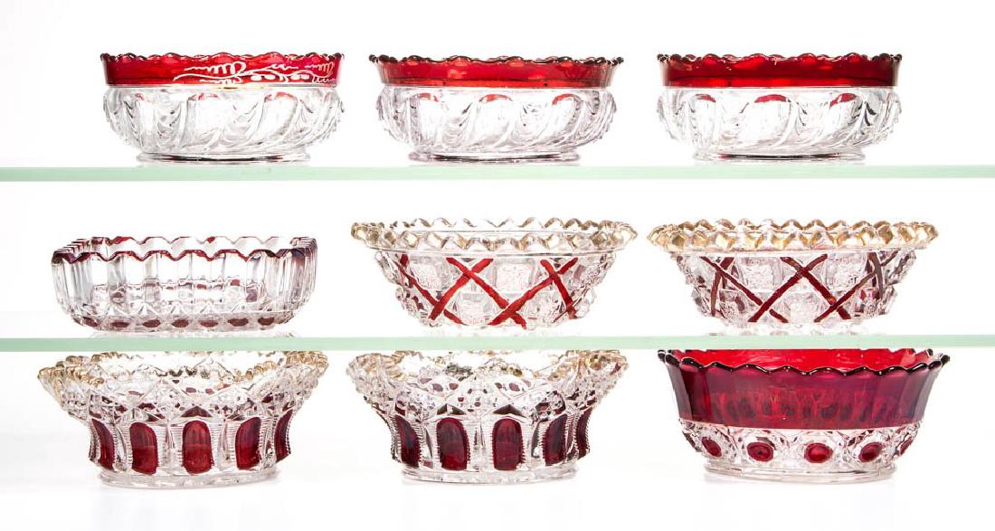 (9) EAPG RUBY-STAINED SAUCE & BERRY BOWLS (1 of 1)