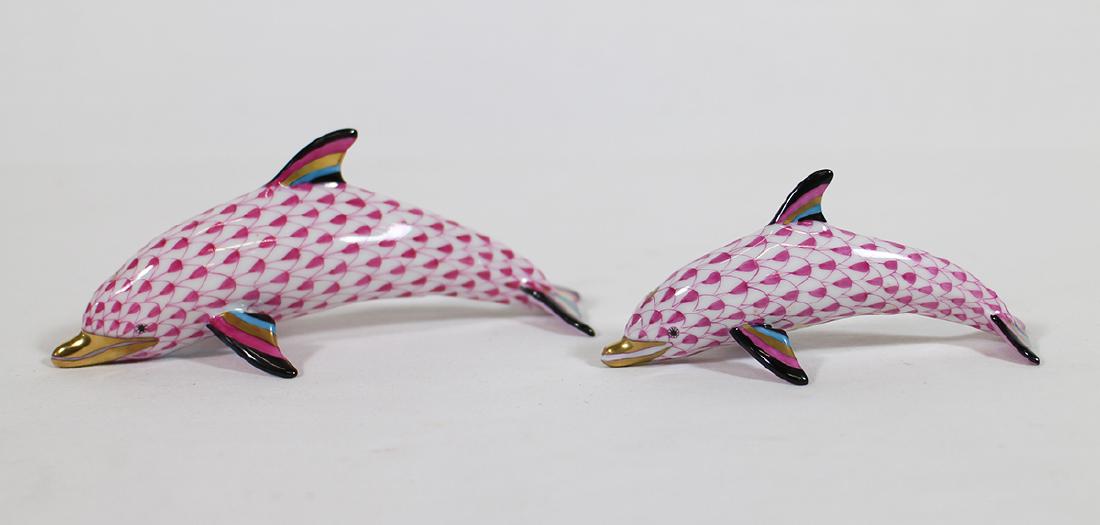 (2) HEREND FISHNET DOLPHINS (1 of 2)