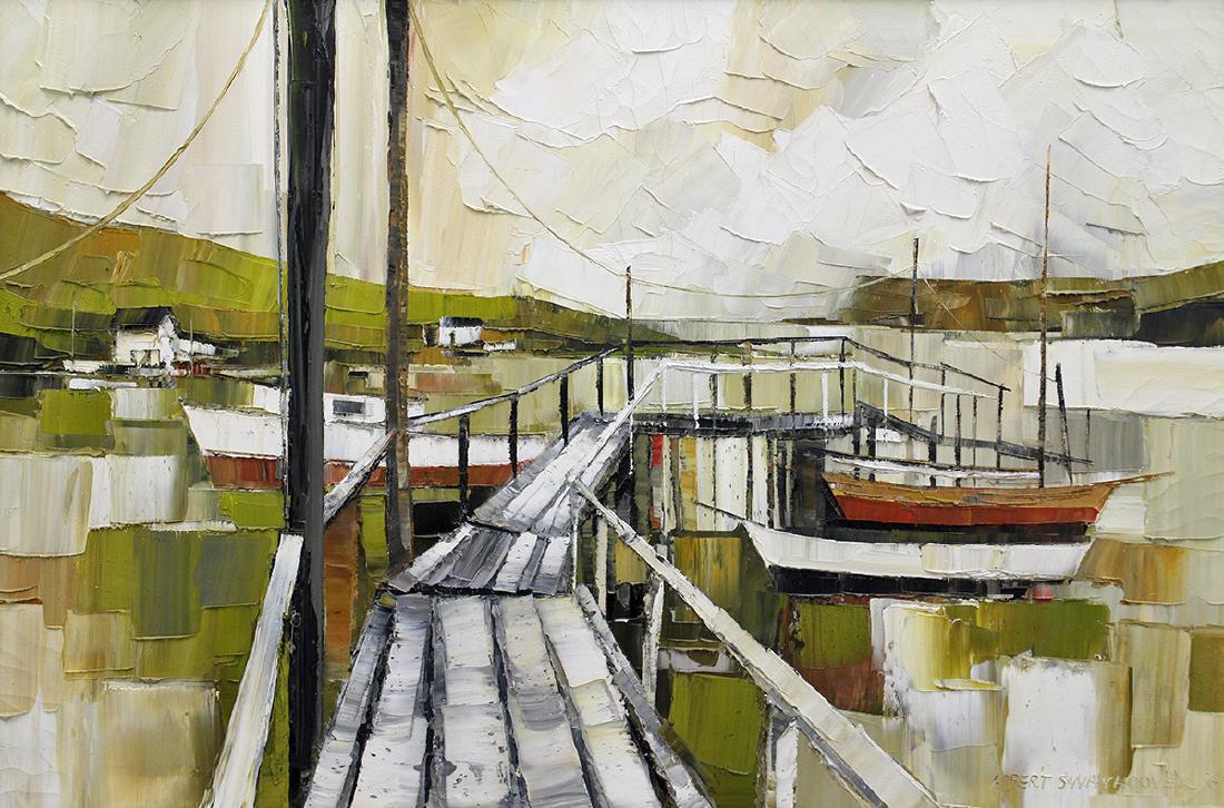 ALBERT SWAYHOOVER "BELLPORT DOCK" PAINTING (1 of 5)