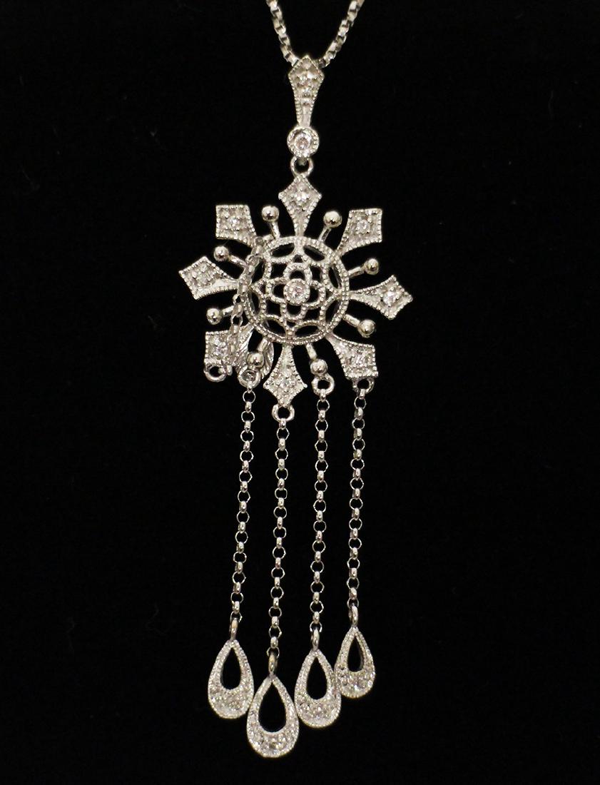 18K WHITE GOLD DIAMOND LAVALIER NECKLACE (1 of 1)