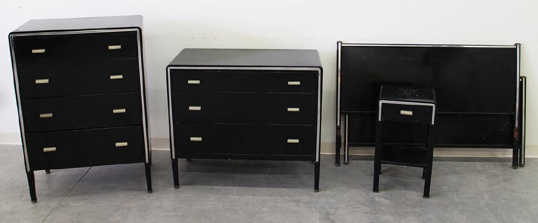 4 PC SIMMONS ART DECO STEEL BEDROOM SUITE (1 of 4)