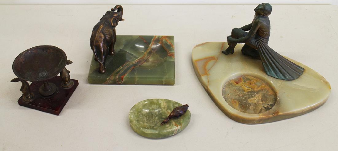 VINTAGE ALABASTER & CAST METAL FIGURAL TRAYS (1 of 2)