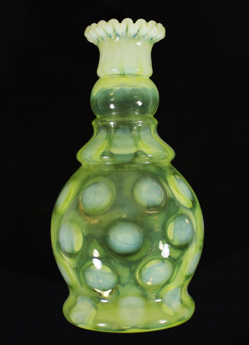 ANTIQUE VASELINE GLASS BARBER BOTTLE (1 of 2)