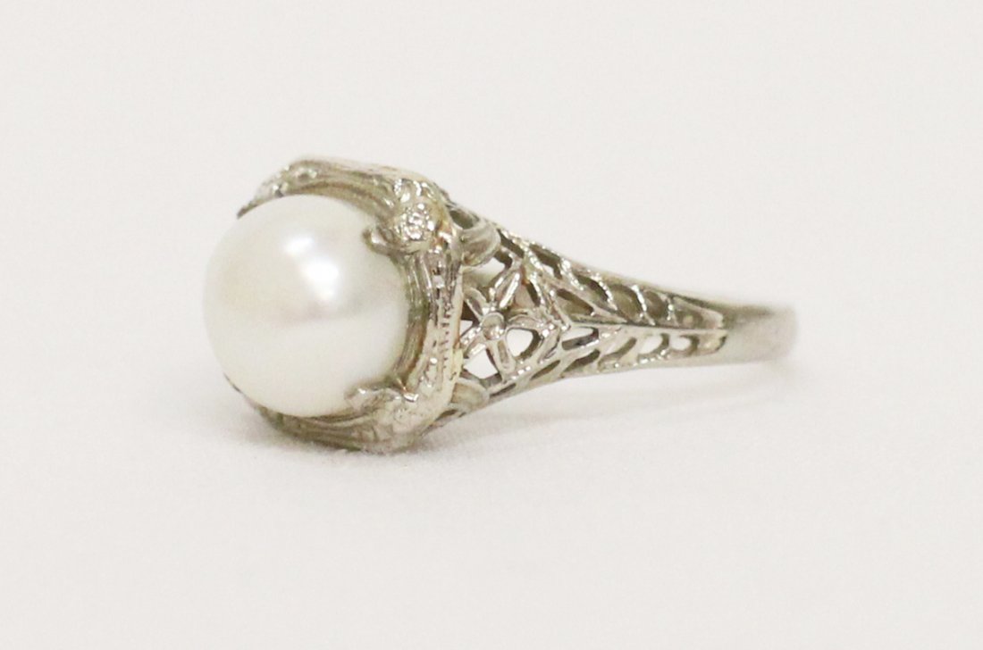 10K ART DECO PEARL RING (1 of 3)