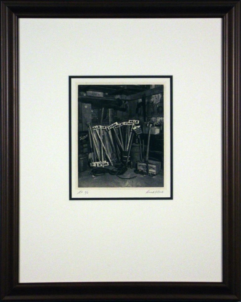 O'NEAL PHOTOGRAVURE: HANK O'NEAL. WILLIE STARK. Photogravure of storage shed. Black, white. Signed. Artist proof 6/8. 21 x 16 in. Framed. Donated by a Friend of Art Collection Twelve. On-air Title: O'Neal Photogravure. Es