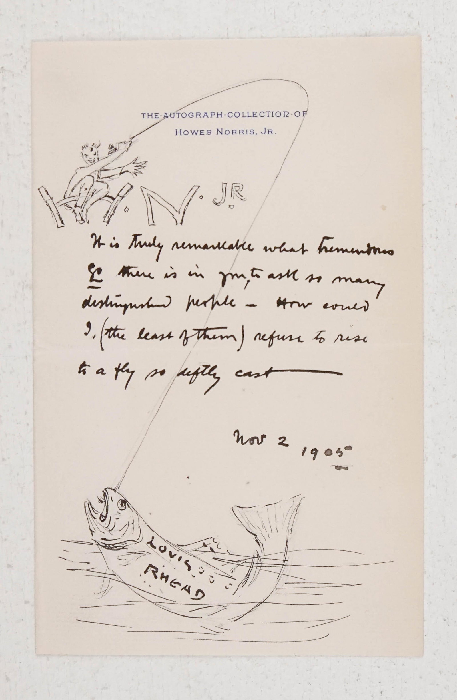 Rhead, Louis.Autograph Letter to noted collector Howes (1 of 2)