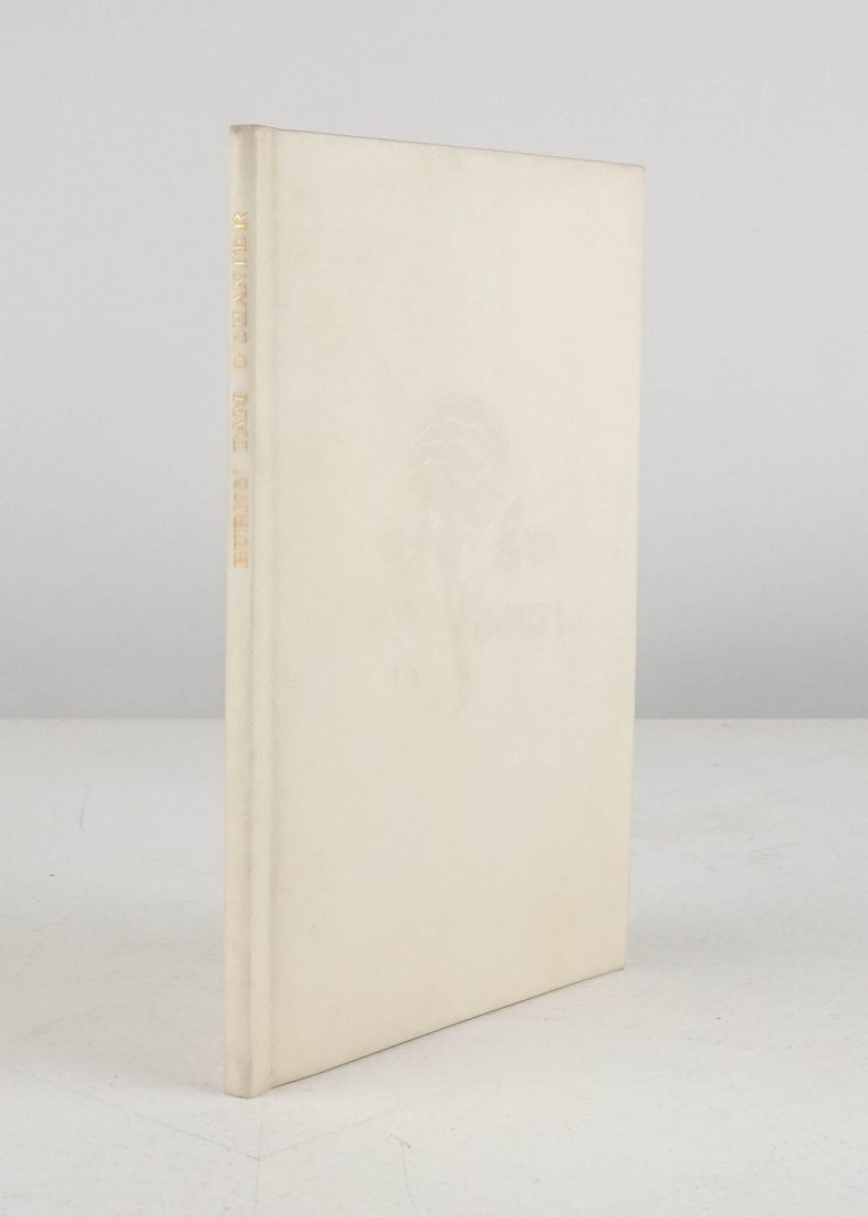 Essex House Press: 32. Essex House Press.Burns, Robert. Tam O'Shanter. Frontispiece by William Strang, colored historiated initial, verse initials in gold and colors by C. R. Ashbee. Small 8vo, gilt-lettered vellum deco