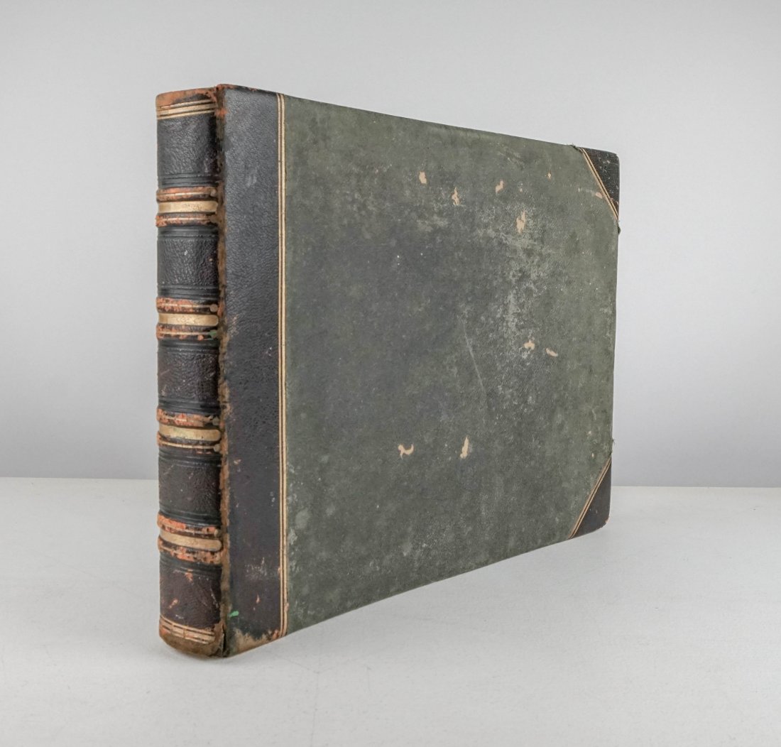 Photography: 110. Photography.Album of 42 mounted albumen travel photographs. Each about 7 x 10 inches, including 16 of Egypt by Lekegian and others. Oblong 4to, leather-backed boards; covers soiled, generally sou