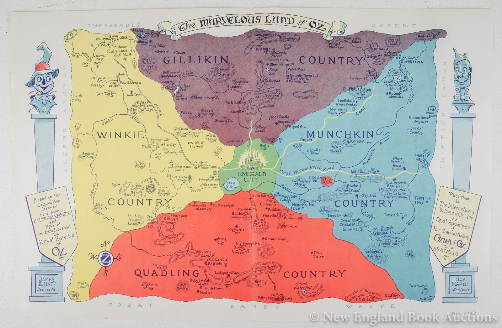Haff, James E.; & Dick Martin: 94. Haff, James E.; & Dick Martin. The Magical Countries Surrounding Oz * The Marvelous Land of Oz. Together 2 color maps. 11 x 17 inches; folded. [Chicago], 1970s [75/100]