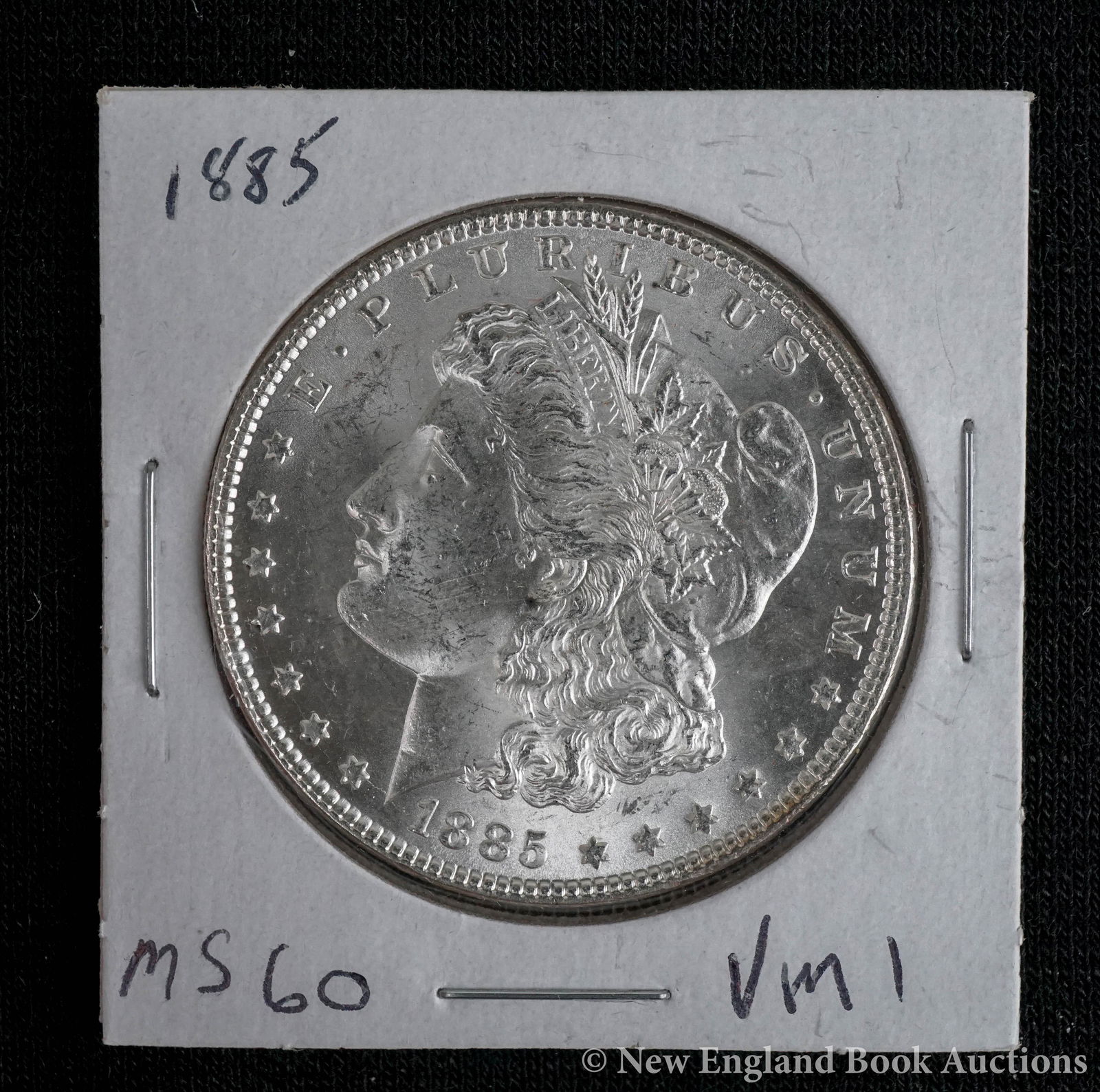 Morgan Silver Dollar: 3a. Morgan Silver Dollar. 1885-P. MS-60. (VM 1).American, 1885