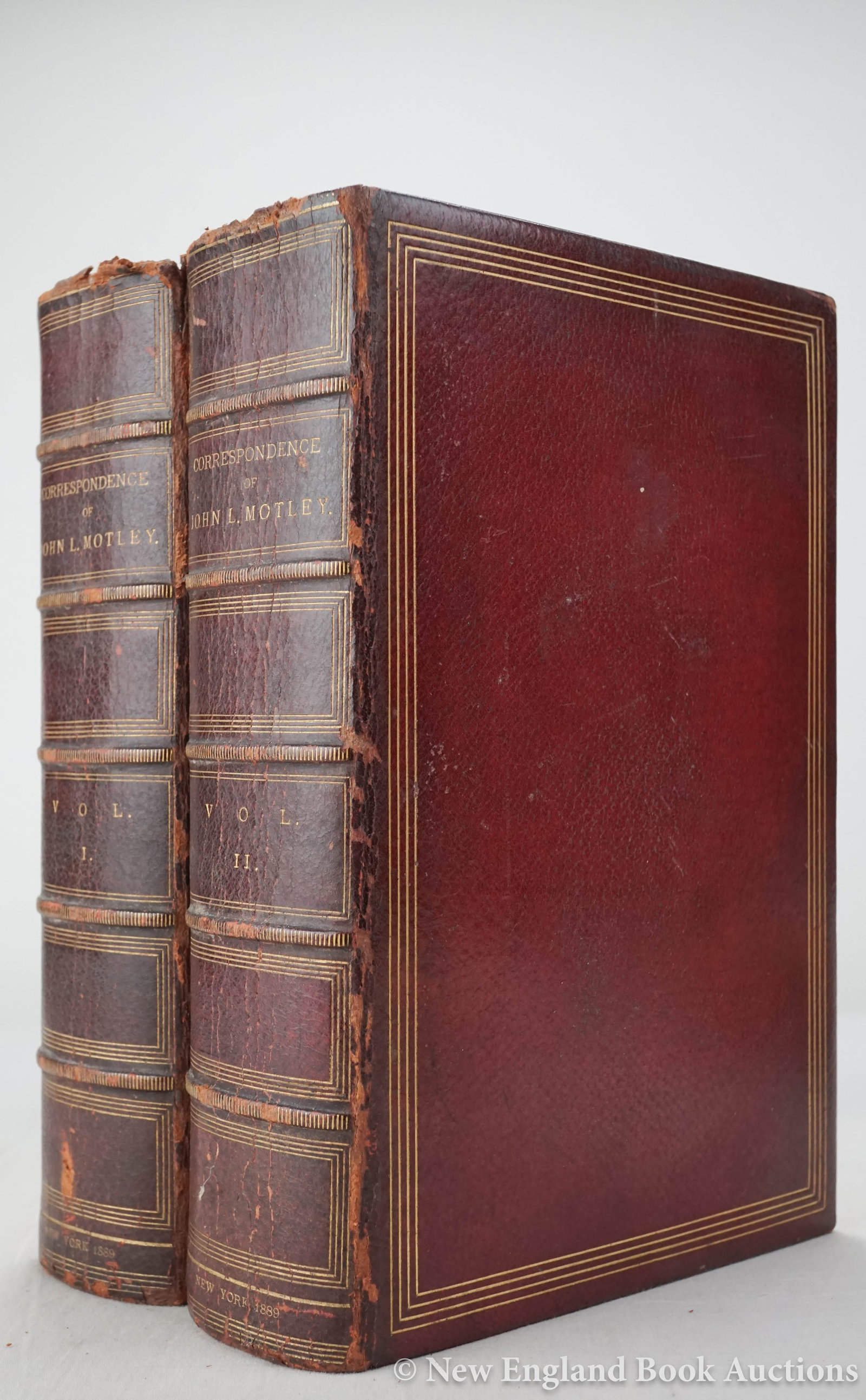 Motley, John Lothrop: 148. Motley, John Lothrop. The Correspondence. Edited by George William Curtis. EXTRA-ILLUSTRATED with a profusion of inserted engraved plates. Thick 8vo, full crushed red morocco ruled in gilt, spine