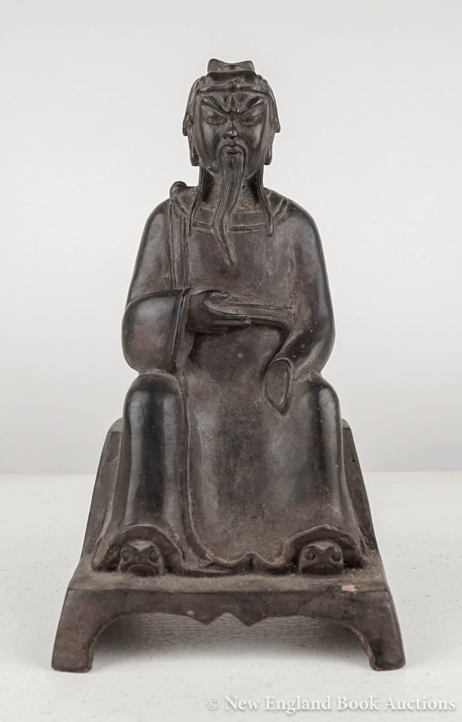 Oriental Bronze: 226. Oriental Bronze. Bronze of Emperor Wenchang Wang. 9-1/2 inches in height; moderate wear. China, nd [100/150]