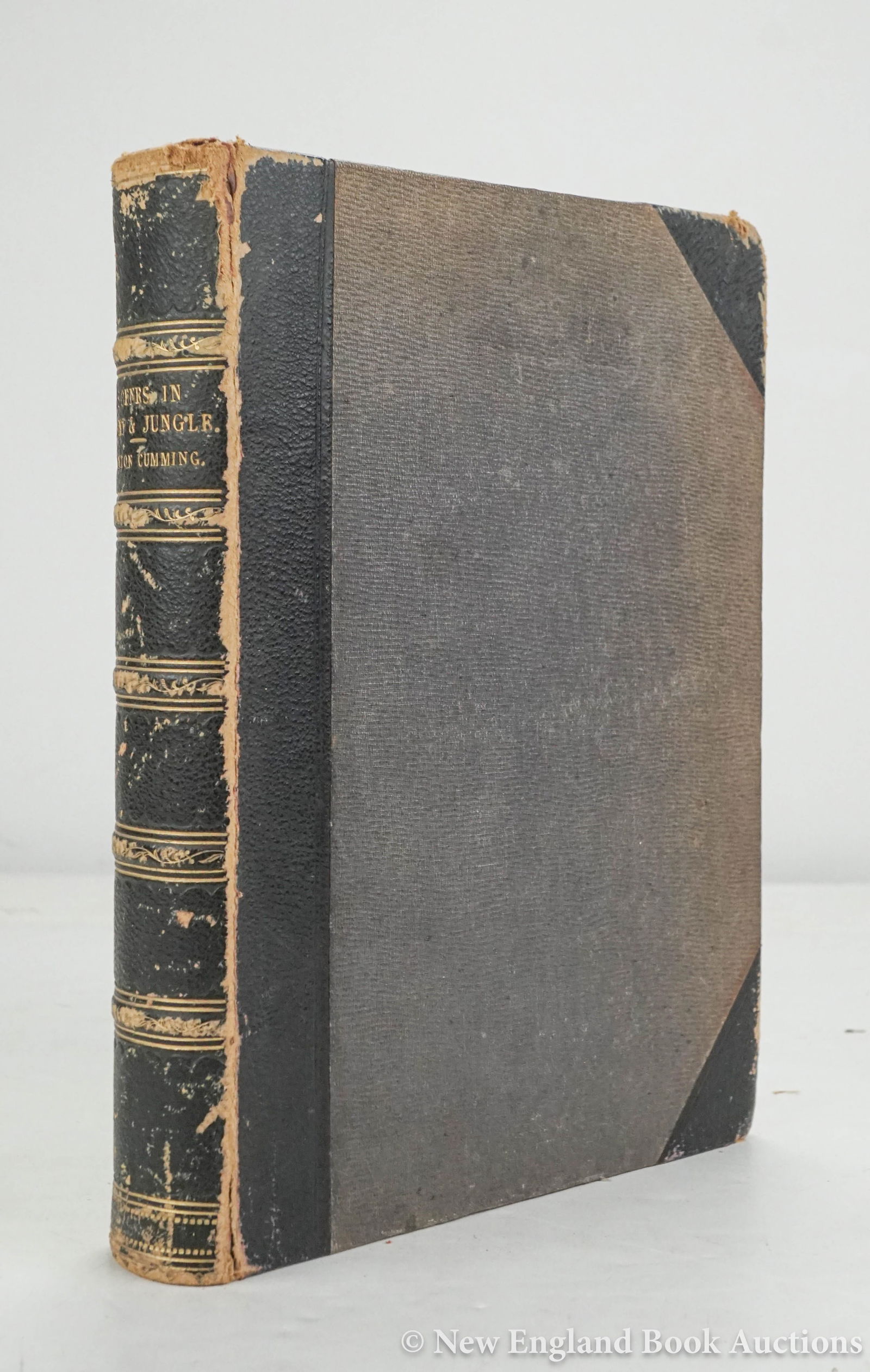 Cumming, Lt. Col. Gordon: 57. Cumming, Lt. Col. Gordon. Wild Men & Wild Beasts. Illustrated. Square 8vo, contemporary leather-backed boards; shelf-worn, some soiling, etc. Edinburgh, 1871