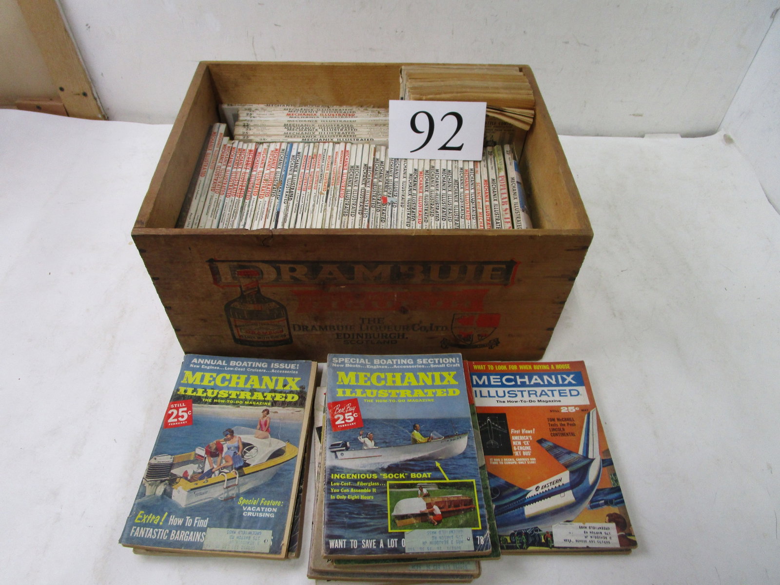 Magazines: (80+) issues Mechanix Illustrated 1960's & Drambale wooden box