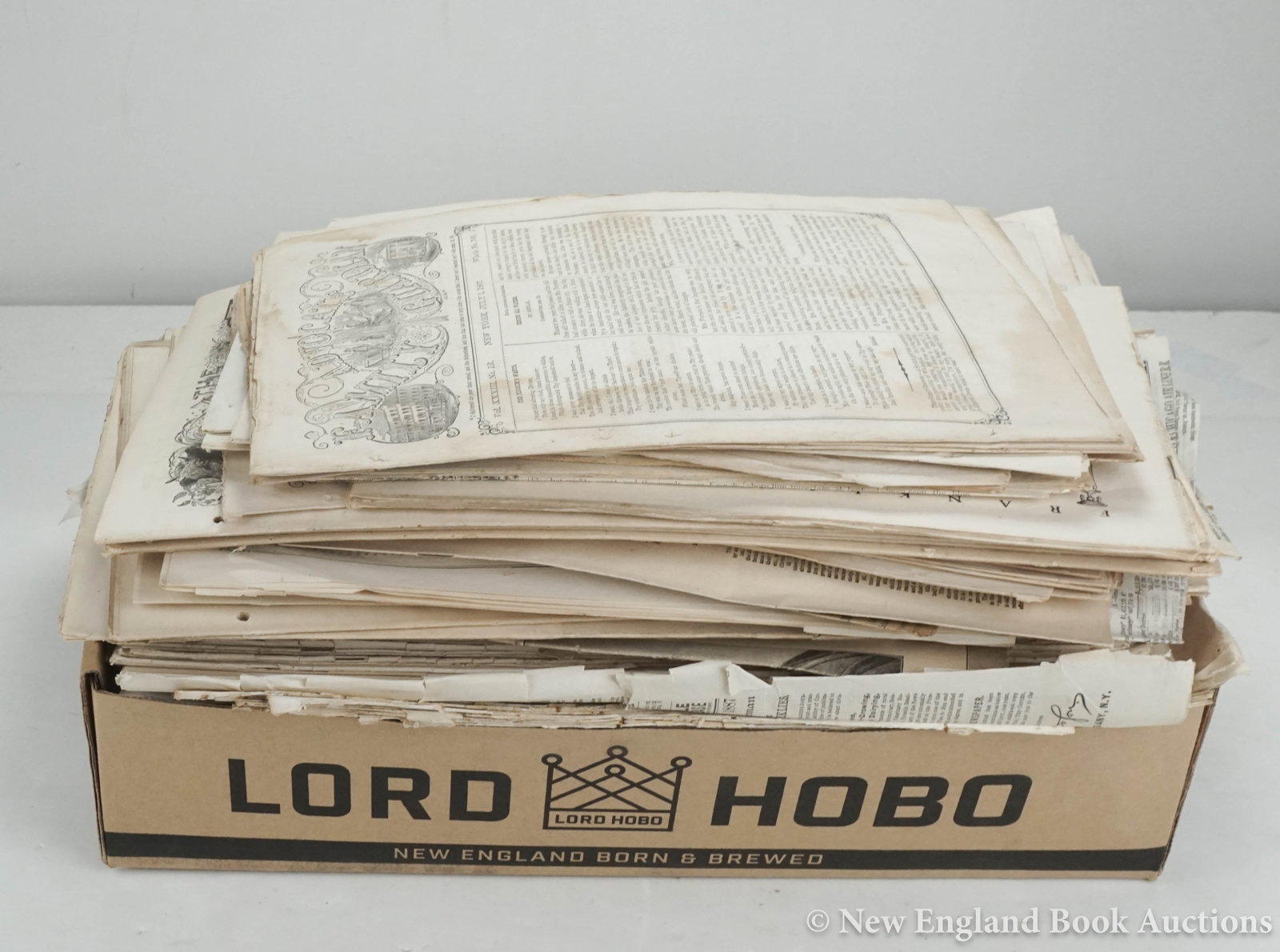 Newspapers: 142. Newspapers. Collection of over 150. Folio or smaller, most removed; some soiling, margins frayed, foxing, etc. Mostly American, vd [60/90] Includes: The Port Folio. 8 issues. 1804 * American Phre