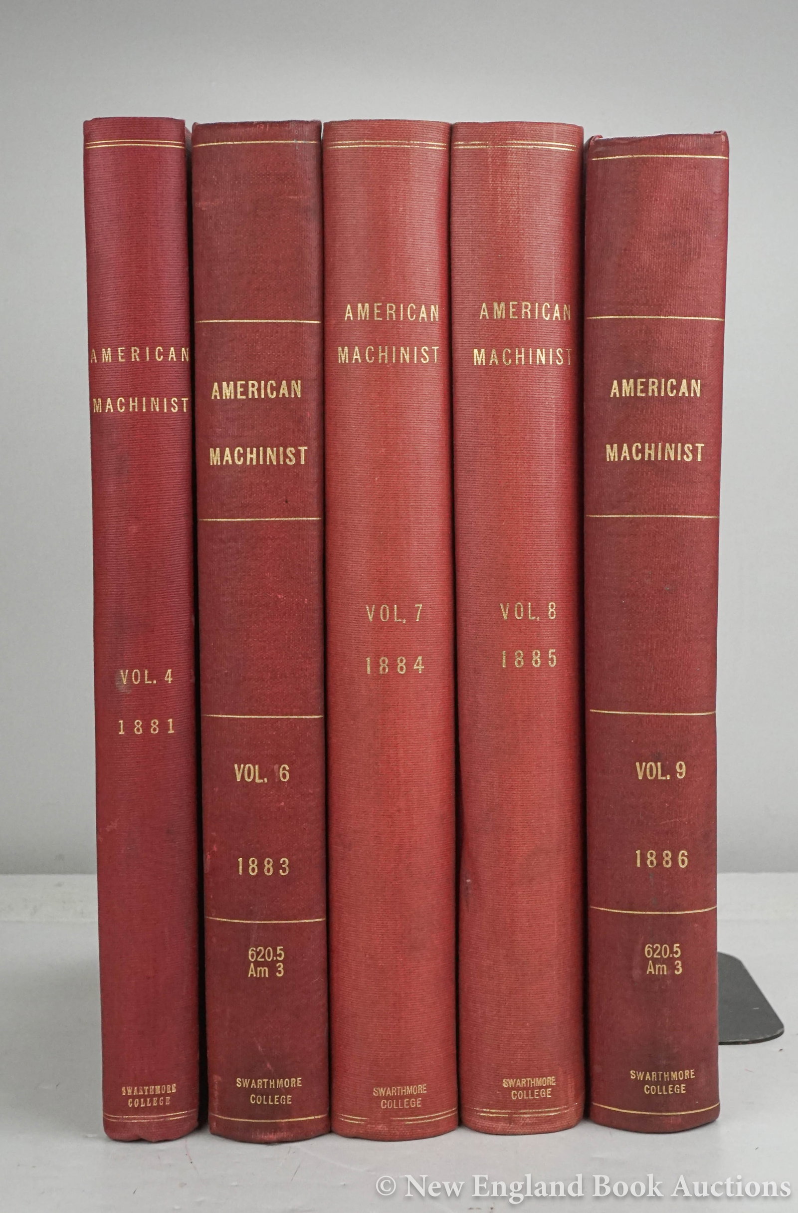 American Machinist: 151. American Machinist. Volumes 4 & 6-9. Profusely illustrated. Folio, library cloth; generally sound internally. New York, 1881-86 [60/90]
