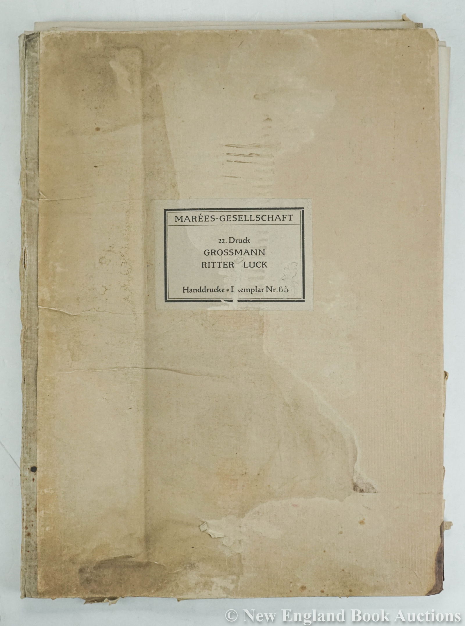 (Grossmann, Rudolf): 89. (Grossmann, Rudolf). Hoffman, Ernst. Ritter Gluck. Suite of 17 (of 19) woodblocks. Each about 7 x 5 inches, matted (some mats soiled), cloth portfolio with cover-label (stained); images generally