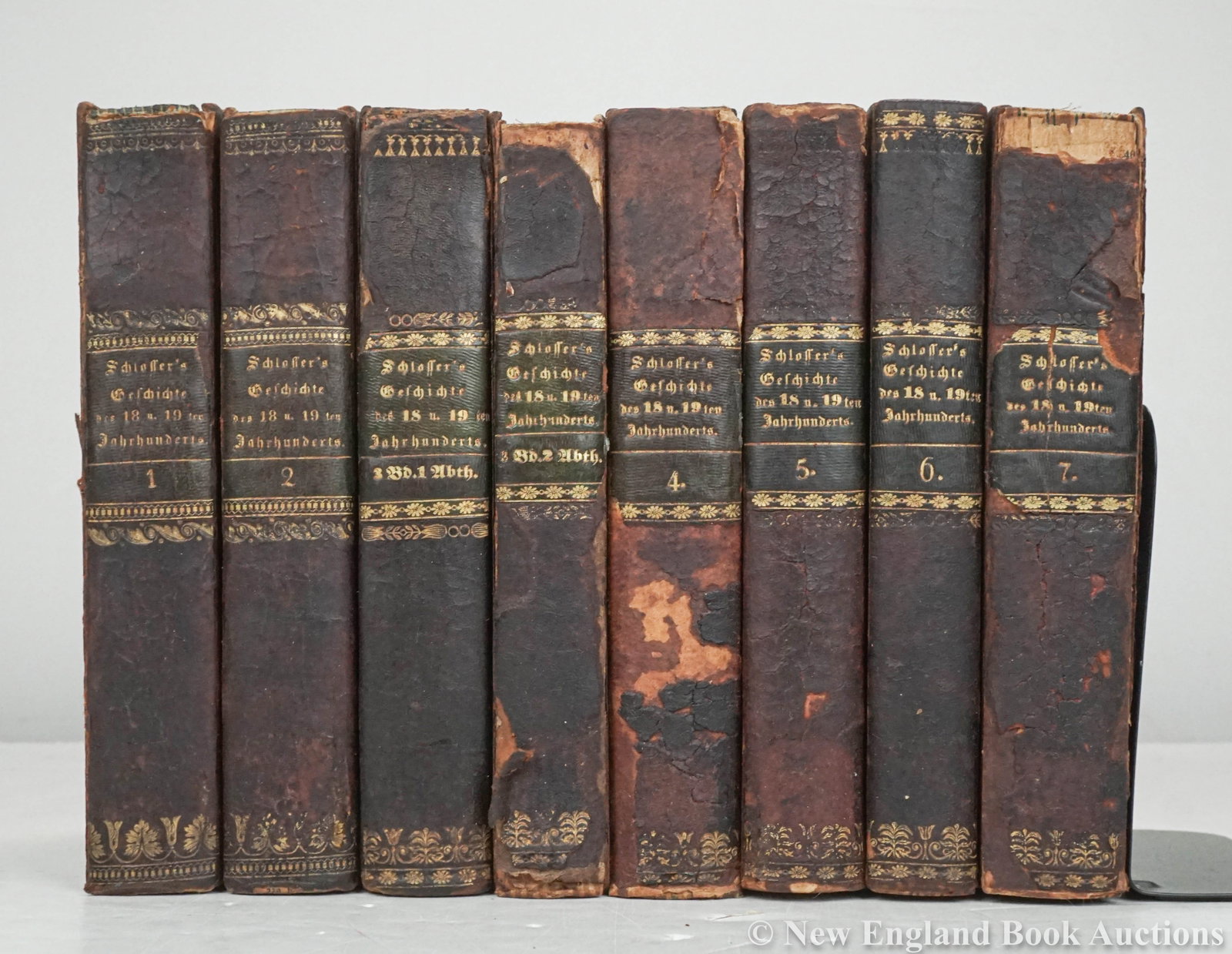 Schlosser, Friedrich Christoph: 181. Schlosser, Friedrich Christoph. Geschichte des Achzehnten Jahrhunderts und des Neunzehnten bis zum Sturz des Franz?sischen Kaiserreichs. 7 volumes bound in 8. 8vo, contemporary calf-backed boards