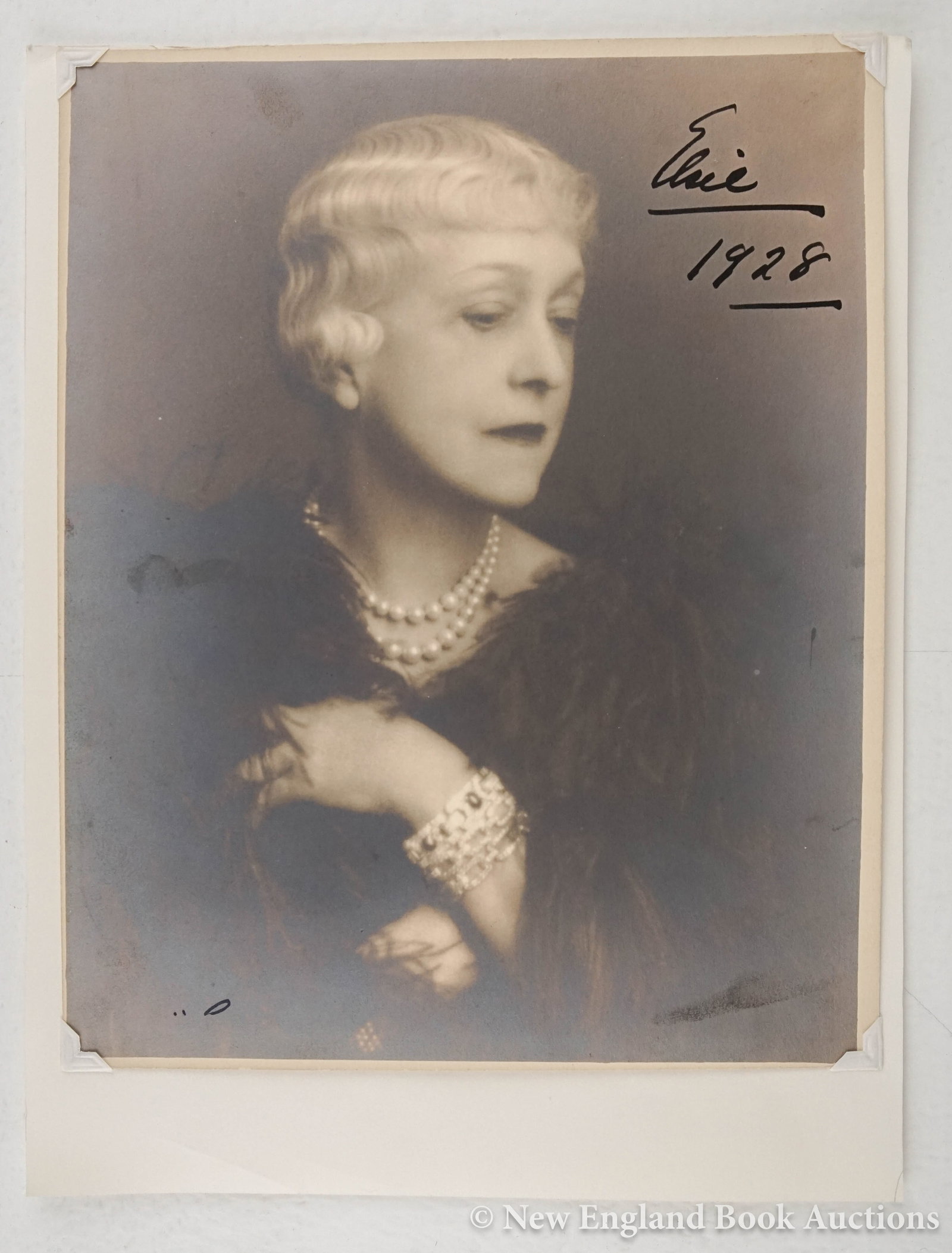 DeWolfe, Elsie: 82. DeWolfe, Elsie. Lady Mendl née Elsie De Wolfe. Group of 2 photographs. 8 x10 inches. Each Signed and/or Signed & Inscribed. The first signed "Elsie / 1928"; the last inscribed, "To Herman Tappé
