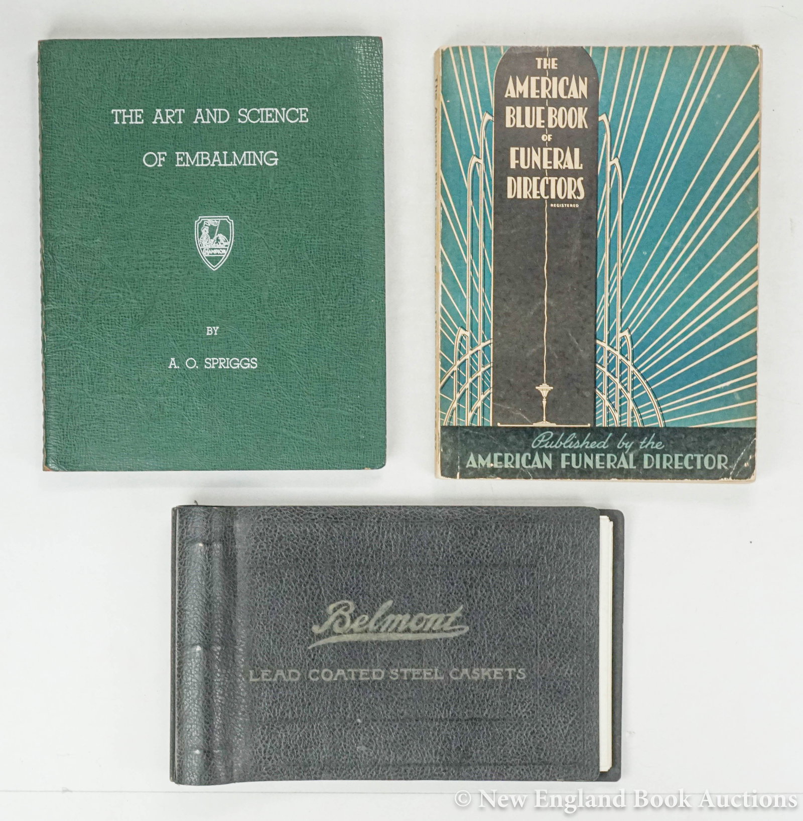 Funerals: 99. Funerals. Group of 3 volumes, as listed below. Illustrated, including first with photographs. 4to or oblong 4to, various bindings; moderate wear. Vp, vd [100/150] Belmont. Lead Coated Steel