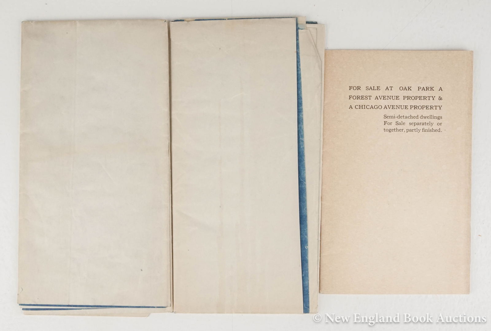 (Wright, Frank Lloyd): 249. (Wright, Frank Lloyd). For Sale at Oak Park A Forest Avenue Property & A Chicago Avenue Property. 2 folding plans. 8vo, wrappers; light wear. [Chicago], Circa 1925 [300/500] With: 2 folding copie