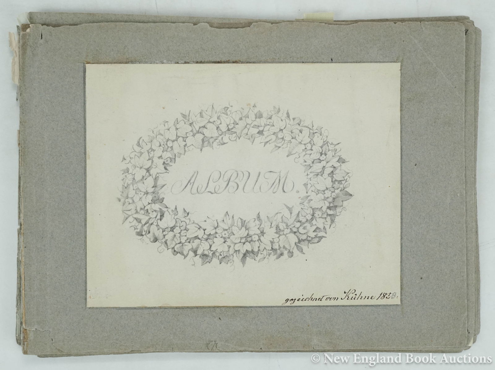 Manuscript: 14. Manuscript. "Album." Group of 21 ORIGINAL pencil drawings on paper mounted to album leaves. Each with title and/or signature of Friedrich Anton K?hne. Each about 4 x 5-1/2 inches, mounted,