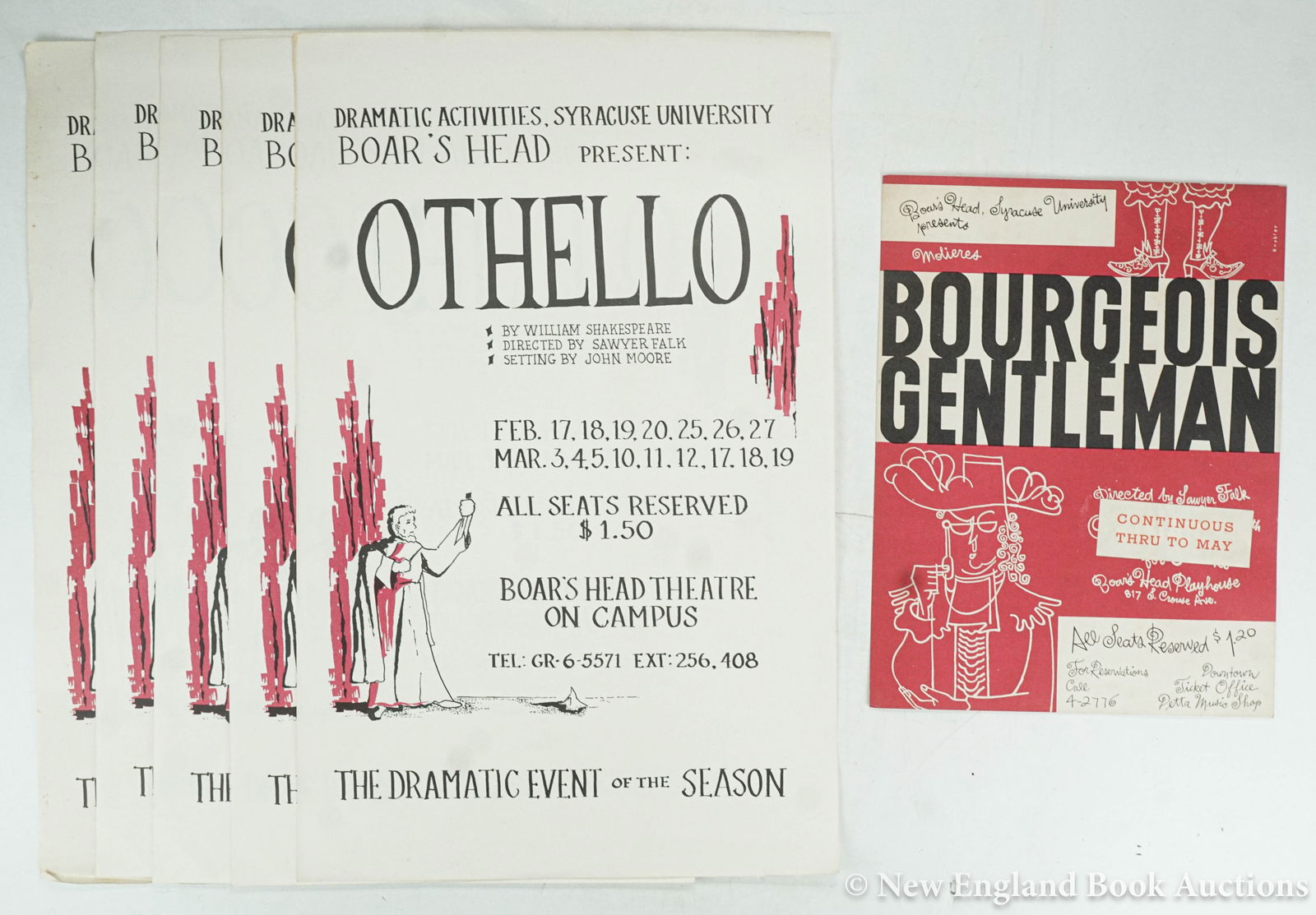 Theatre Posters: 97. Theatre Posters. Group of over 20 posters. Some illustrated. Most about 20 x 16 inches, on paper or stiff board; varying wear, some soiled or foxed, etc. Syracuse: Civic University Theatre,