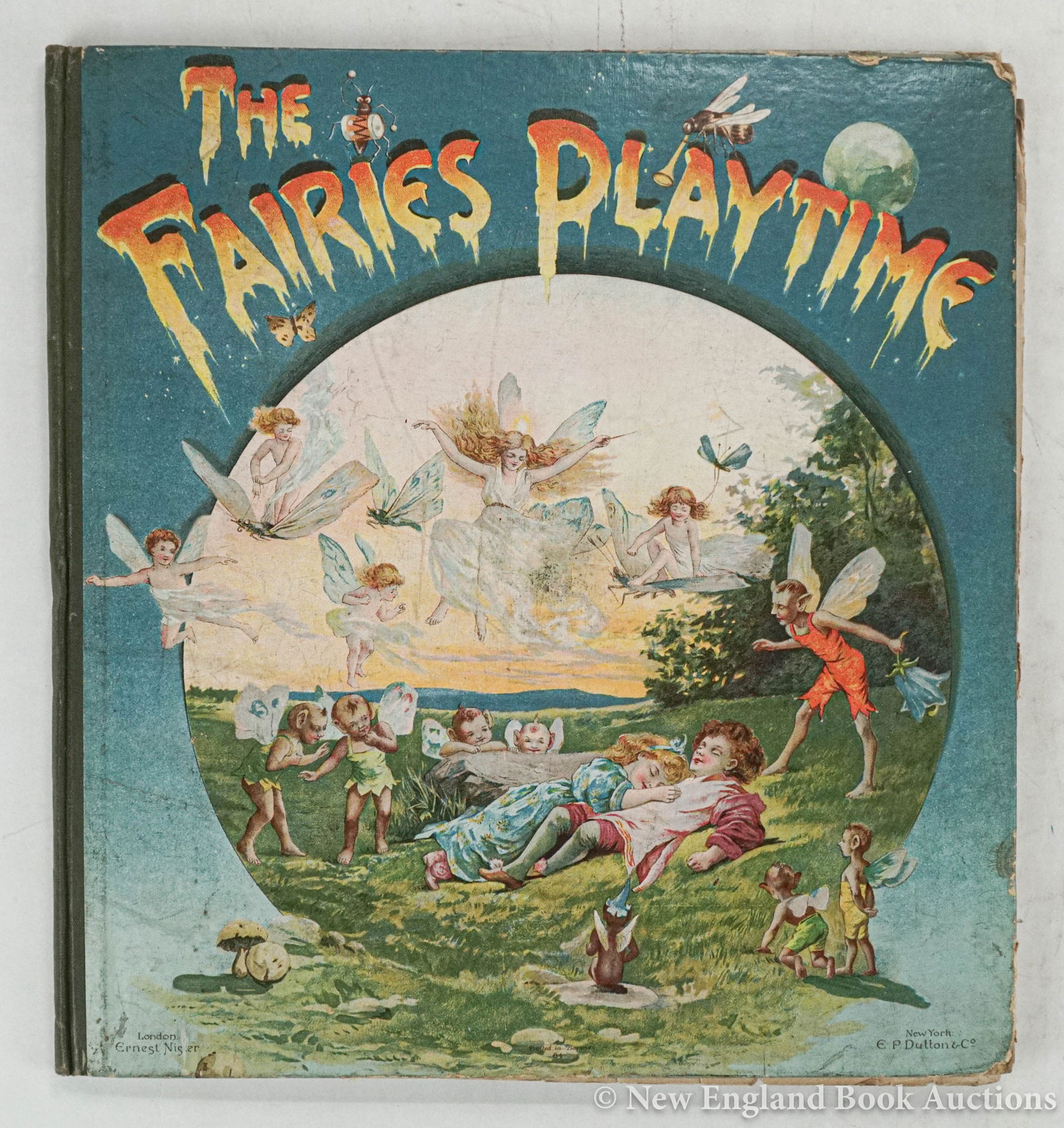 Children's Moveable: 134. Children's Moveable. Bingham, Clifton. The Fairies Playtime. Illustrated, including 6 color vovelles by E. Stuart Hardy. Square 4to, cloth-backed pictorial boards; disbound, owner's presentation