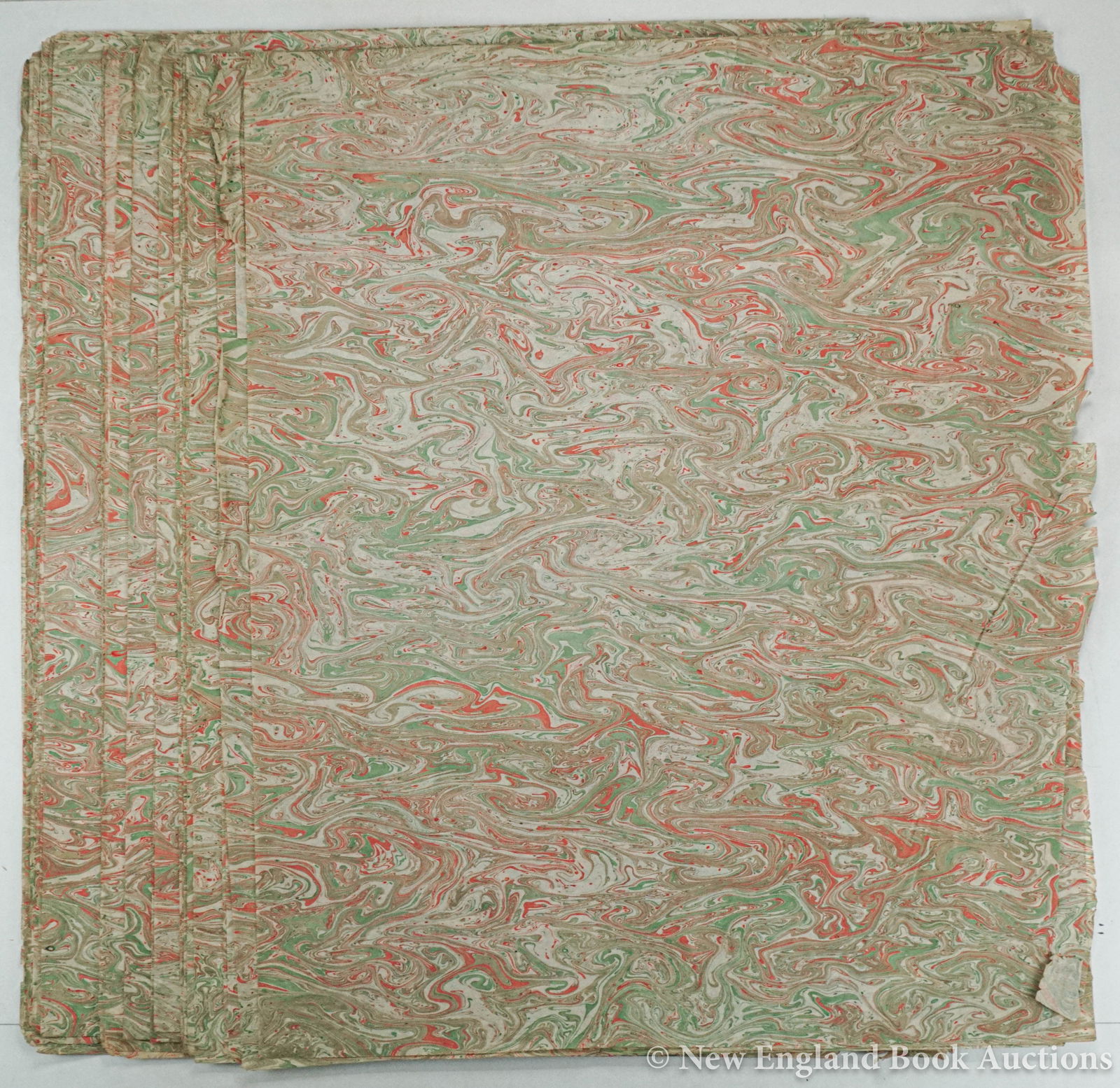 Marbled Paper: 169A. Marbled Paper. 35 sheets of marbled wove paper. Each about 26 x 22 inches; some fraying at margins or margin tears. Np, 19th-century [200/300]