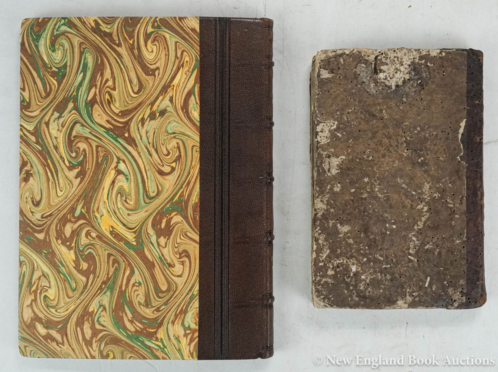 Judaica: 200. Judaica. seder Haggadah shel Pesach. Woodcut illustrations. 31 (of 36) leaves. 4to, later leather-backed boards; lacking leaves, some margins torn with loss, some soiling, etc., etc. SOLD-AS-IS.