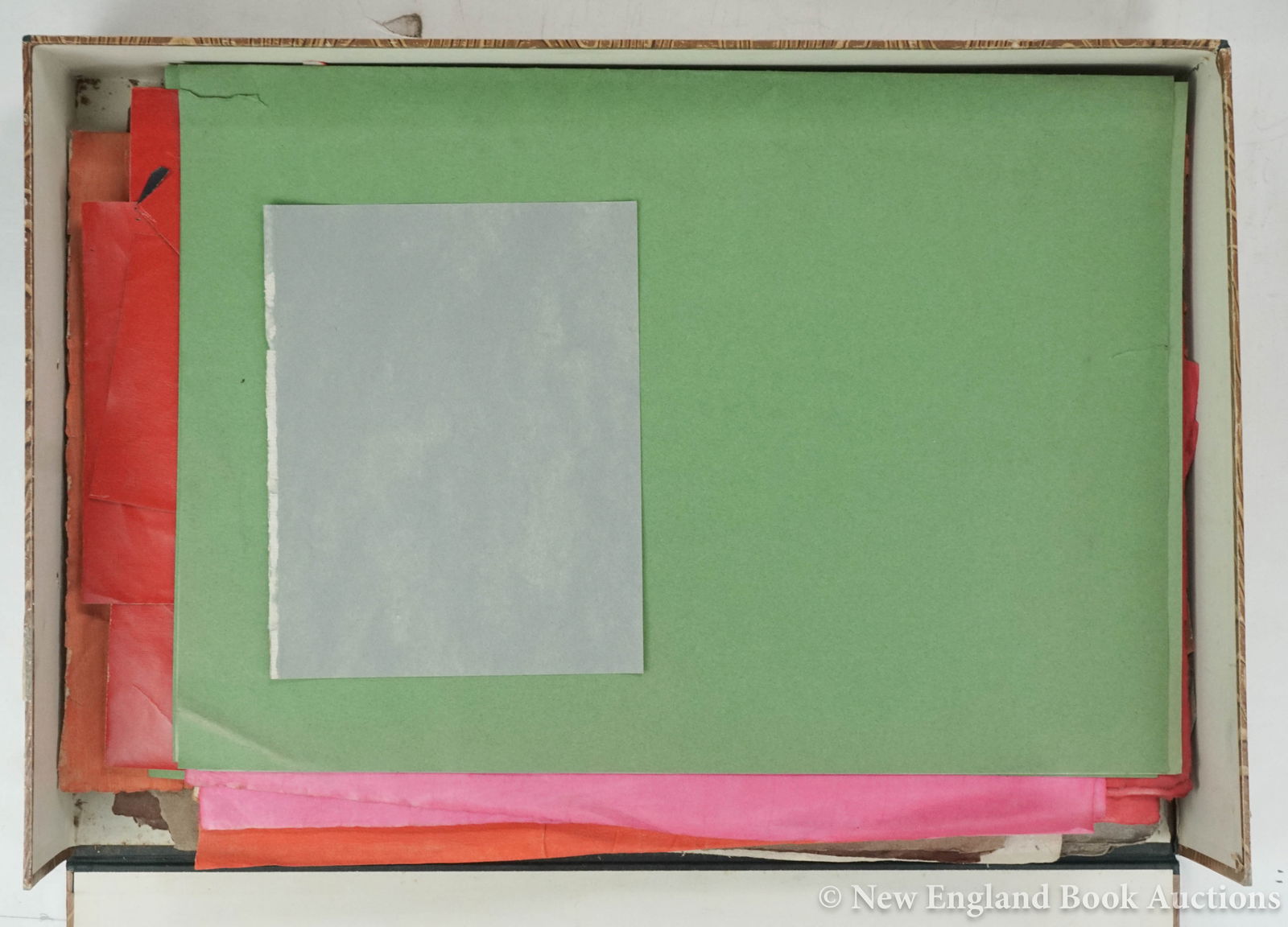 Bookbinding Paper: 219. Bookbinding Paper. Group of over 100 sheets of varying size. Some patterned. Various sizes and colors; most light wear, some cut. Np, 19th-20th century [400/600]