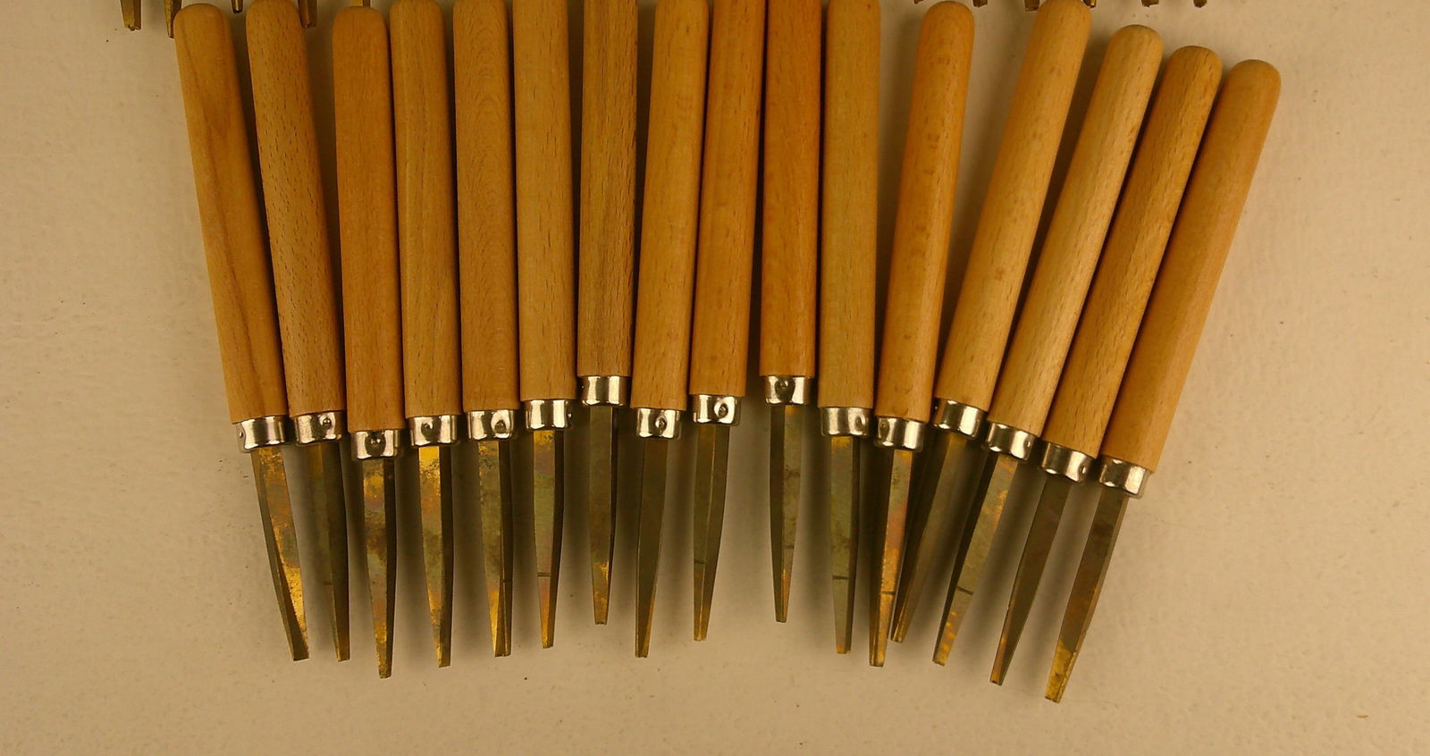 Bookbinding Finishing Tools: Group of 36 10pt Times Roman brass gilding tools by Fire-Cut Precision * 23 brass decorative hand tools.